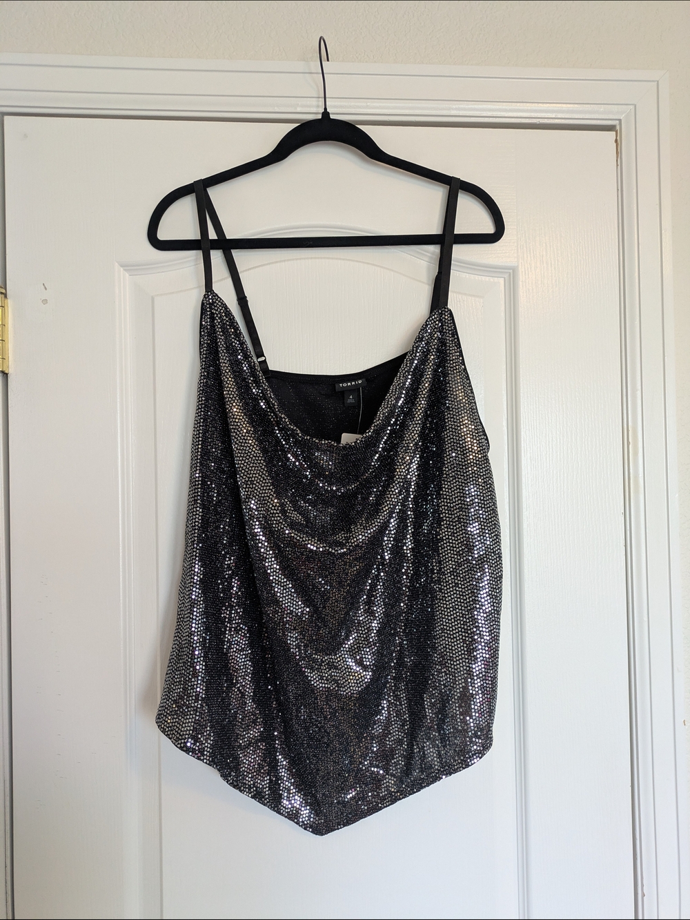 torrid Silver Sequin Cowl Neck Camisole